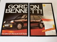 FRAMED Original PH1 Renault 5 GT Turbo Magazine Advert Poster Man Cave Wall Art