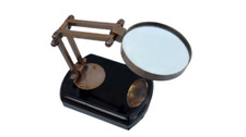 3 Inch Antique Style Adjustable Magnifying Glass  Wood Base & Brass(NO RETURNS)