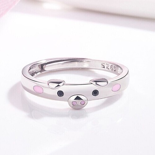 925 sterling silver cute piggy - silver,