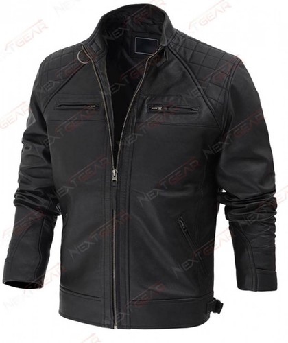 Men black biker - men's, vintage