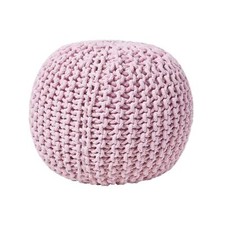 Cotton Knitted Pouffe & Footstool Round Large Chunky Ottoman Stool