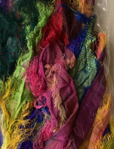 Bag hairy silk eyelash sari - bag, silk/eyelash