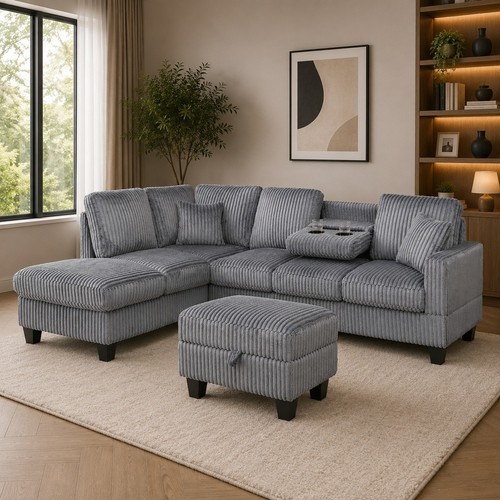 Vienna jumbo cord corner sofa - vienna,