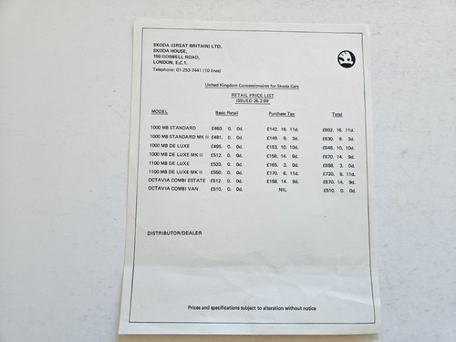 Skoda 1000mb 1100mb octavia - 1100mb,