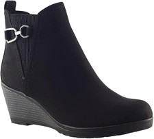 Marco Tozzi Wedge Boots Womens Wedge Zip Up Ankle Boots Size 3 4 5 6 7 8