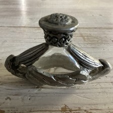 Art nouveau Style Pewter Overlay perfume bottle 