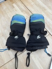 Racer 'Max Goose Down' Kids Ski Mittens, age 14 - black with blue/green tops