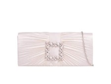 Ivory Satin Diamante Clutch