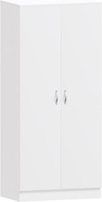 2 Door Wooden Wardrobe Hanging Rail Furniture Bedroom Storage Fully Assembled