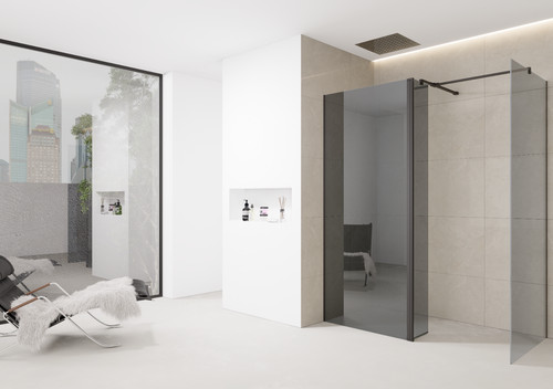 Tinted grey 8mm walk shower - 8mm, in