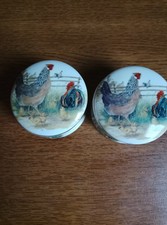 Staffordshire Bone China Chicken Pill, Trinket Holders