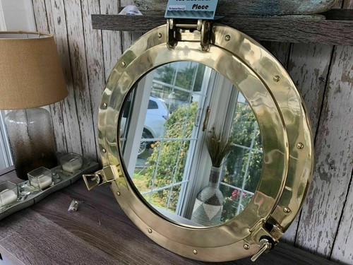 Brass porthole mirror - 12",