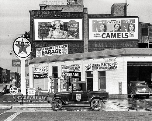 1940 texaco gas station car - station,
