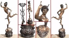 Bronze Mercury Statue - Large Italian Hermes Classic Myth Figurine After Giovann