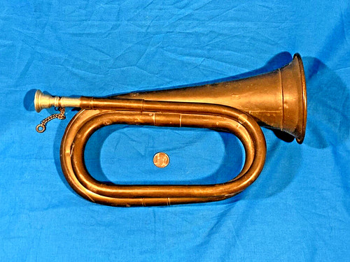 Vintage brass bugle l x - brass,
