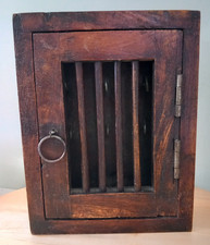 Vintage Wooden Key Hanging Box Cabinet Original Hand Crafted Rustic Patina