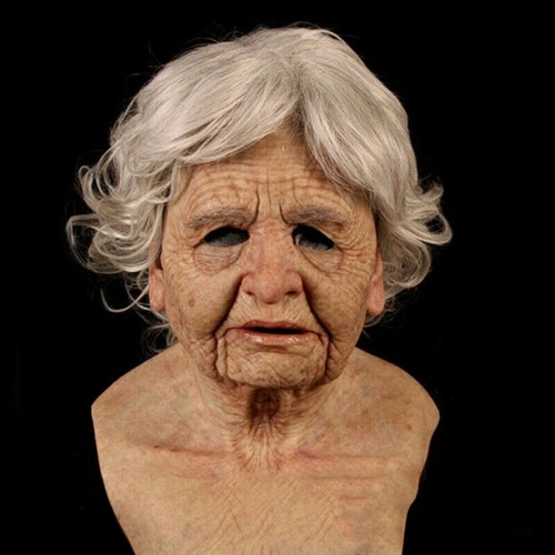 Old woman mask latex halloween - old,