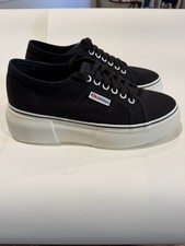 Superga 2287 Bubble Line Black Canvas Platform Trainers Euro 40 Uk 6.5