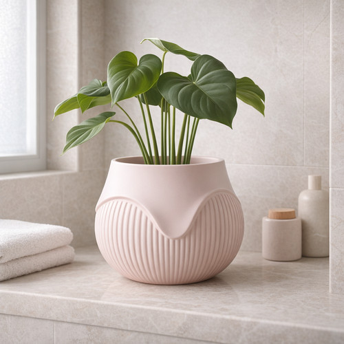 Wavy ribbed planter pot - wavy,