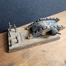 Old Period Trench Art Scratch Built Wooden WW1 Model Tank Coln Barbed Wire