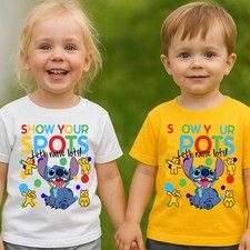 Lilo & Stitch Kids Pudsey Bear T Shirt Children In Need Spots Boys Girls Tee