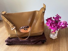 MULBERRY SPONGY PATENT LEATHER LARGE CLUTCH HANDBAG SHOULDER BAG BEIGE GOLD