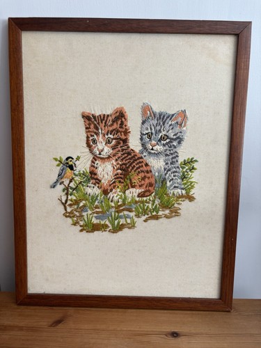 Embroidered cat picture 39cm - embroidered,