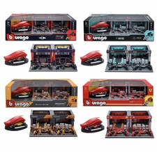 Bburago 1:43 Formula 1 Deluxe Paddock Set - Ferrari, McLaren, Mercedes, Red Bull