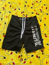 Twisted Soul Men’s Black Letter Print Swim shorts Shorts Beach Pool Sz S