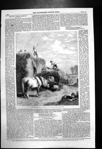 Old antique print haystacking - old,