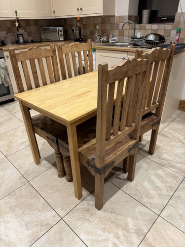 Wooden table and - wooden, four