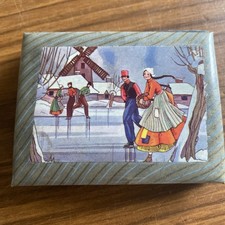 Vintage  Celluloid Leather Dutch Picture Front Folding  Needle Case- 8 X 6.5 Cm