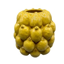 Bloomingville Lemon Majolica Vase Yellow Stoneware 9” Centrepiece Flowers