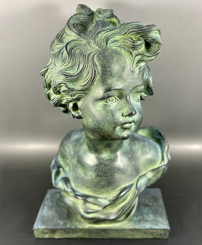 Child bust sculpture - child,