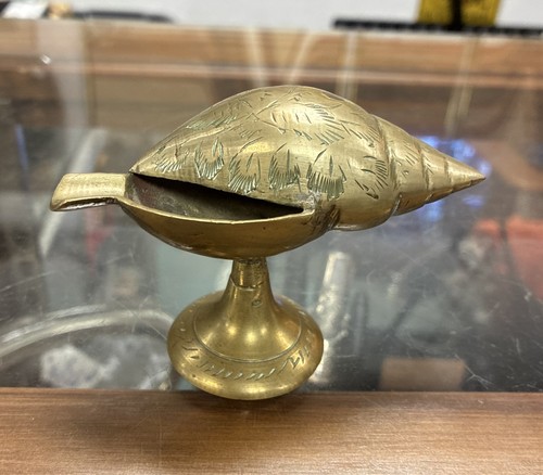 Vintage brass conch - conch, shell