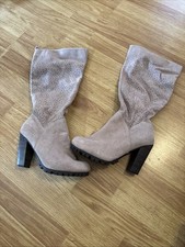 Avon Mark Genuine Suede Boots. Size 7. 3.5 Heel.  Big Calf
