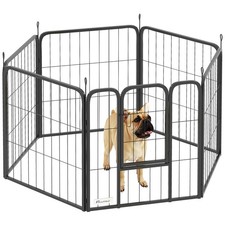PawHut Six-Panel Dog Playpen with Door, for Indoor, Outdoor, 60cm Tall