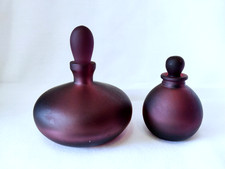 Purple Frosted Glass Perfume Bottles x 2
