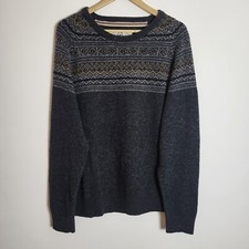 St George By Duffer L Charcoal Grey Lambswool Blend Crew Neck Jumper Fairisle