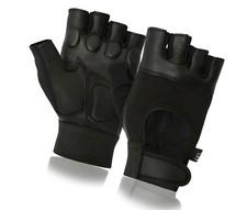 LEATHER WHEELCHAIR GLOVES FINGERLESS HALF FINGER WEIGHT LIFTING TRAINING FITNESS