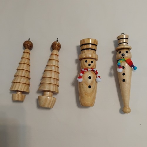 Turned wooden snowman - wooden, snowman+