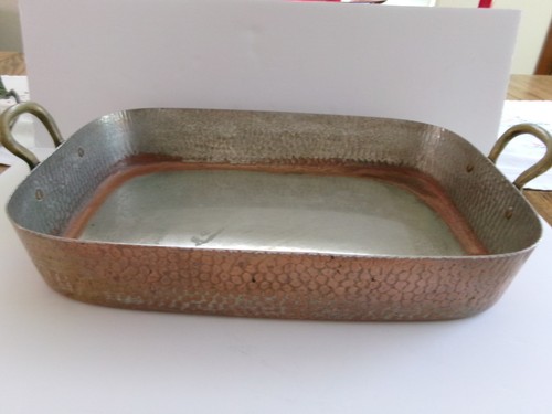 Vtg copper roasting pan - roasting, with