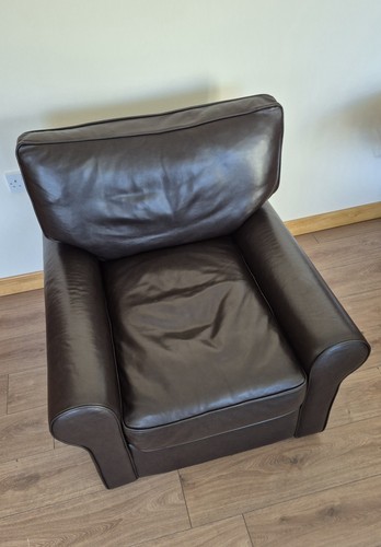 Leather armchair large dark - leather,