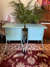 Ikea VETTRE BEDSIDE TABLES CABINETS on wheels  ×2  cabinets Metal  TURQUOISE 