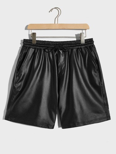Leather shorts men black - shorts,