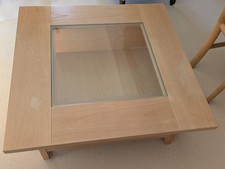 Wooden Coffee Table With Glass Middle 36 X 36 Inches.
