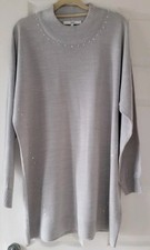 Next Size L Grey Fine knit Longline Jumper, Star decoration, New without tags
