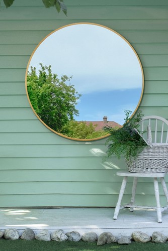 Large gold round garden wall - gold,