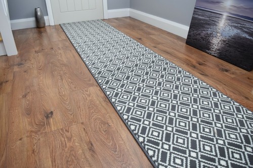 Grey hallway runner rug mat - grey,