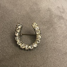  Vintage Horseshoe Rhinestone Brooch Pin